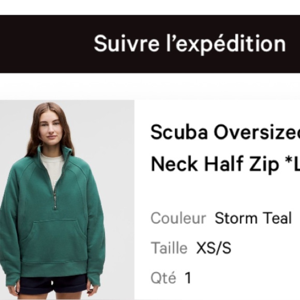 Lululemon Storm Teal Scuba Half Zip Pullover